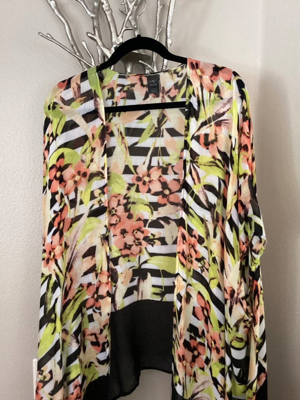 Mixit orange, green, black kimono, cover up, one size (minor flaws)